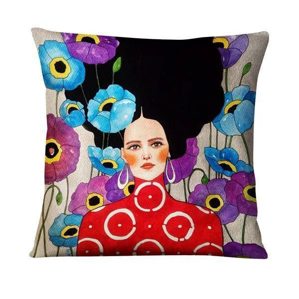 Home Daily Character Painted Linen Pillowcase - Bellarte Enchanté Home Daily Character Painted Linen Pillowcase